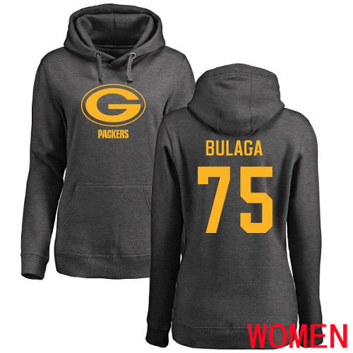 Green Bay Packers Ash Women #75 Bulaga Bryan One Color Nike NFL Pullover Hoodie Sweatshirts